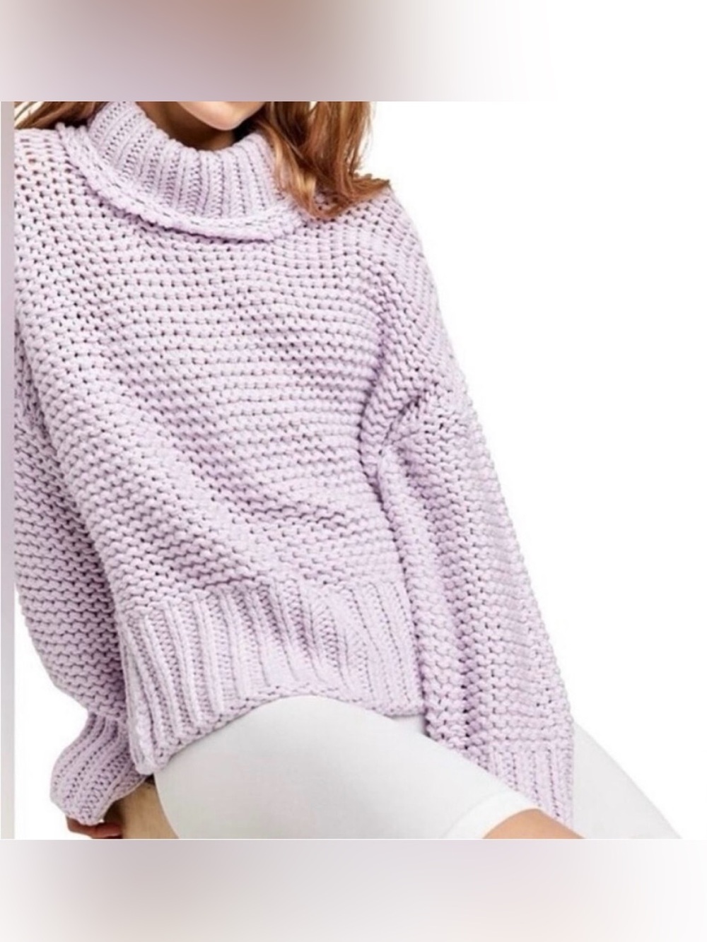 Free People Women’s My Only Sunshine Chunky Knit Lilac Sweater Size XS